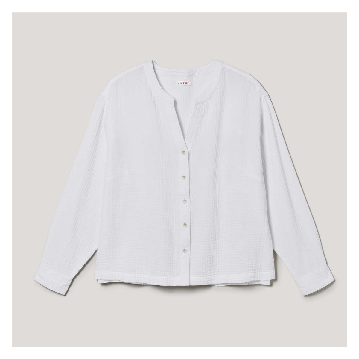 Women+ Double Gauze Shirt in Bright White from Joe Fresh